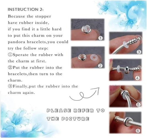 Vista 4 de GW Abalorios redondos de plata de ley 925 para pulseras de dijes para mujeres