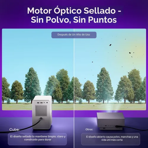 Vista 5 de Aurzen Roku TV D1R Cube - Proyector inteligente para exteriores con WiFi