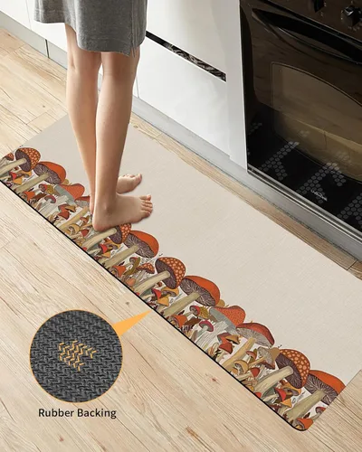 Vista 3 de Tapete de baño antideslizante con diseño de hongos del bosque, tapete de baño de secado rápido y absorbente, tapete de ducha de tierra de diatomeas