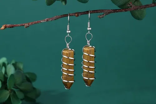 Vista 3 de Cristales curativos para mujeres y niñas, piedras de cuarzo natural envueltas con gancho de pescado, piedras preciosas energéticas, yoga