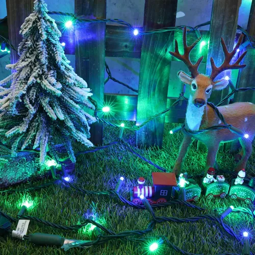 Vista 7 de Brizled - Luces de Navidad LED azules y verdes, 10 metros, 100 luces de 5 mm de ancho de ángulo, mini luces de árbol conectables, UL listadas