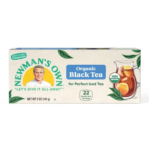 Vista 3 de Newman's Own El té negro orgánico aumenta la inmunidad y promueve el bienestar general, té negro fuerte y robusto sin azúcar con 22 bolsas de té