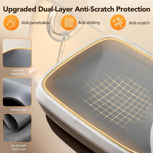 Vista 5 de Meowant Caja de arena automática, 106L de gran capacidad para varios gatos