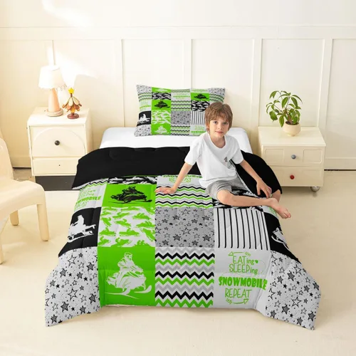 Vista 93 de Erosebridal Softball Comforter Set Patchwork Buffalo Plaid Twin Bedding Sets for Girls Kids Teens Child Galaxy Stars Ball Game Baseball Comforter