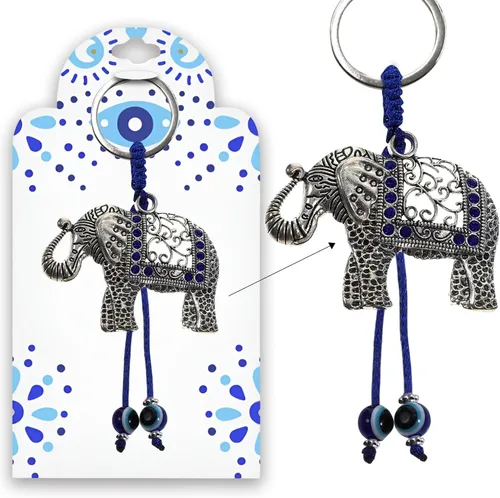 Vista 11 de LUCKBOOSTIUM Evil Eye Animal Keychain & Protection, Evil Eye Car Hanging Ornament, Rear View Mirror Accessories, Home Decor Azul