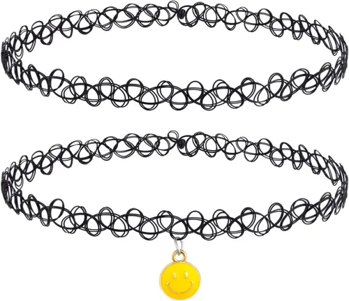 Vista 13 de BodyJ4You Gargantilla de 2 piezas para mujer - Yin Yang mariposa unicornio Negro clásico