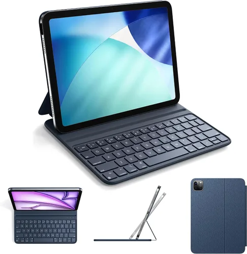 Vista 9 de HOU Funda con teclado para iPad de 10ª generación/iPad de 11ª generación de 11 pulgadas A16 2025 – Folio inteligente, ultra delgada, carga