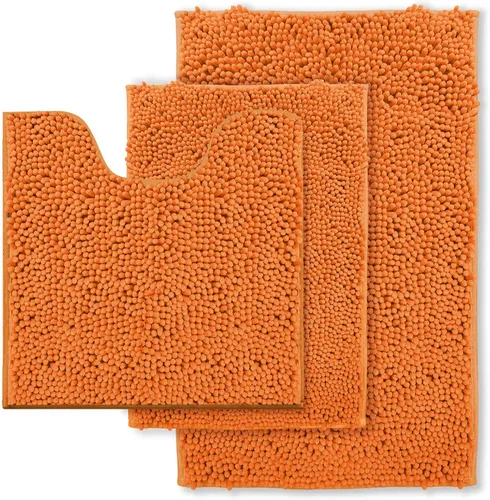 Vista 24 de Juego de 3 alfombras de baño antideslizantes de 3 piezas, alfombra de baño ultra suave, alfombra de baño absorbente y peluda, juego perfecto