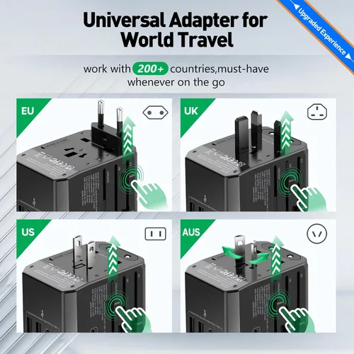 Vista 2 de Adaptador de viaje universal de enchufe internacional - Adaptador de enchufe de viaje europeo en todo el mundo US AUS EU Reino Unido España Alemania