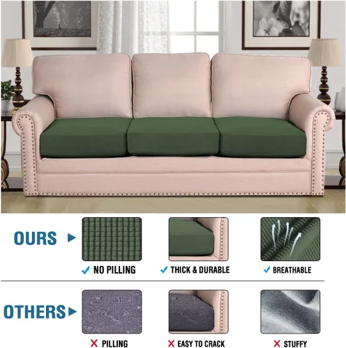 Vista 88 de H.VERSAILTEX - Fundas elásticas para cojín de sofá individual, fundas de asiento para silla de sofá, protector de cojín con tejido jacquard de sarga