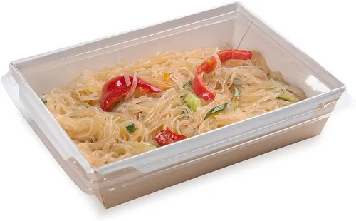 Vista 5 de Restaurantware Cafe Vision Contenedores de comida para llevar de 17 onzas, 200 cajas de almuerzo desechables con cierre de clic, tapas transparentes