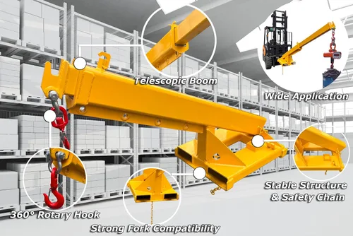 Vista 2 de INTSUPERMAI Accesorio ajustable para grúa móvil para carretilla elevadora con gancho de brazo de horca de elevación de truss para equipo de fijación