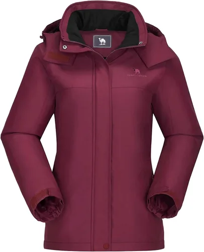 Vista 6 de Camel Crown Chaqueta de esquí para mujer, abrigo de nieve para invierno, vellón cálido, impermeable, chaqueta para snowboard M-Beige