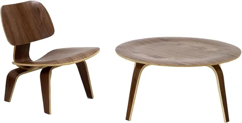 Vista 6 de Modway Fathom Mid-Century Moderna Contrachapado Moldeado Dos Sillas de Cocina y Comedor en Natural