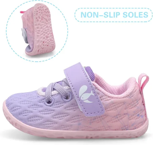 Vista 5 de FEETCITY Zapatillas de bebé para niños y niñas, zapatos de primera caminata, zapatos de cuna para recién nacidos, zapatos de meter