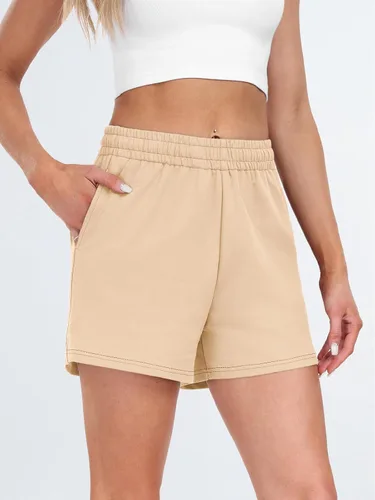Vista 73 de AUTOMET Pantalones cortos deportivos para mujer, estilo casual, con cordón, cómodos, elásticos, de cintura alta, con bolsillos