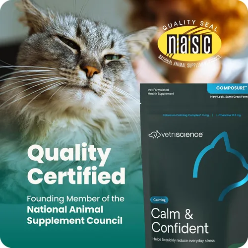 Vista 7 de VetriScience Composure, fórmula calmante para gatos, 30 masticables del tamaño de un bocado