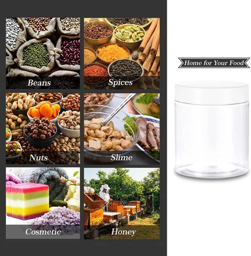 Vista 6 de TANGLONG Tarros de plástico con tapas, recipientes de plástico de 8 onzas con tapas, tarros con tapas, ideales para tarros de pasteles, mantequilla
