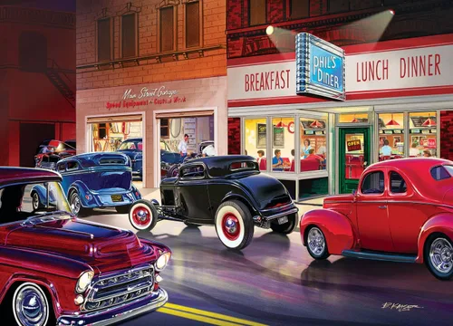 Vista 7 de MasterPieces Cruisin' Route 66 - Rompecabezas de 1000 piezas de colección.