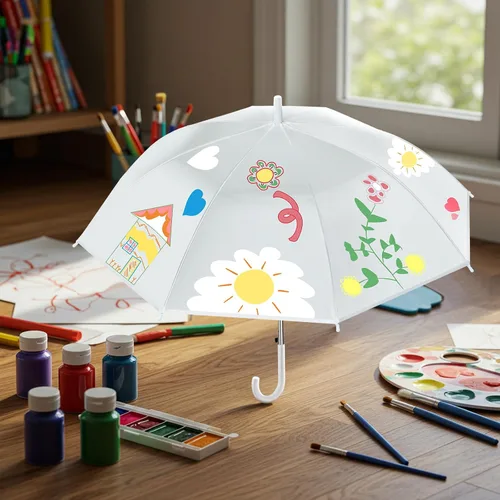 Vista 7 de Fabbay 8 paraguas de bricolaje con mango de gancho en J para boda, resistente al viento, 24 pulgadas, para guardería, escuela, hogar y proyectos