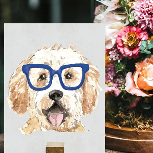 Vista 188 de Andaz Press Póster impreso para pared de perro, 8.5 x 11 pulgadas, Bulldog inglés con gafas negras, 1 paquete, regalo de cumpleaños de Navidad, sin