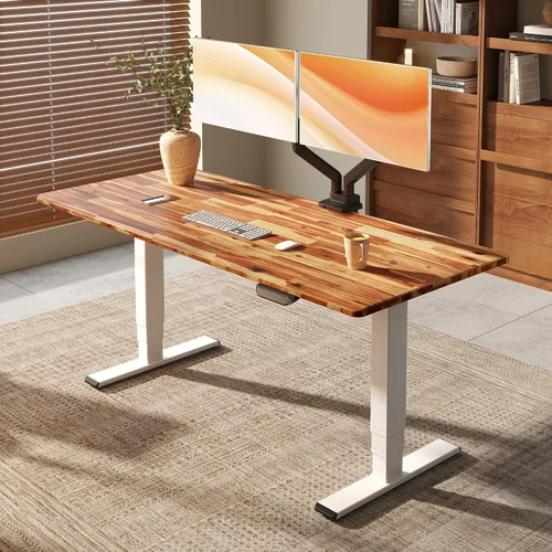 Vista 30 de FLEXISPOT E6 MAX Woodix - Escritorio de pie de madera maciza de acacia de 48 x 24 pulgadas, doble motor, resistente, capacidad de 330 libras