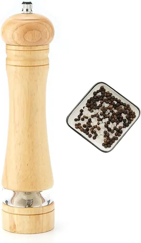 Vista 8 de Molinillo de pimienta, molinillo de sal, molinillo de sal y pimienta de madera, molinillos manuales de sal y pimienta con ventana acrílica