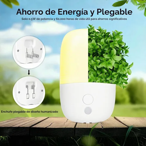 Vista 2 de Luz nocturna LED enchufable a la pared, luz nocturna con sensor de 1-Blanco suave