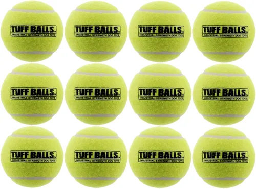 Vista 11 de PetSport Jr. Happy Birthday Tuff Ball - Juguetes para perros Paquete de 4 pelotas de tenis pequeñas (1.8 pulgadas) seguras para mascotas y goma