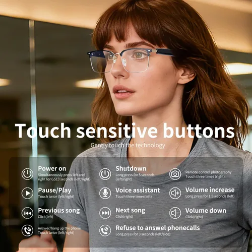 Vista 6 de Lentes inteligentes AI, lentes de traducción Bluetooth con más de 100 idiomas, carga magnética, lentes de sol polarizados que cambian