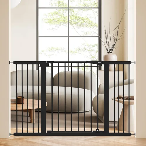 Vista 15 de keny Puerta de bebé de 29.7 a 46 pulgadas para escaleras, puertas de perro con cierre automático para puertas, montada a presión, sin perforación