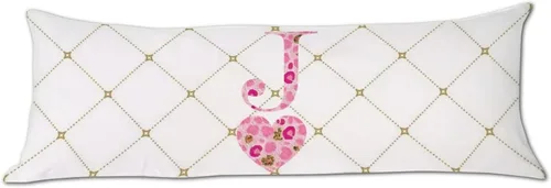 Vista 10 de Funda de almohada corporal con monograma del alfabeto y corazón, estampado de leopardo rosa, letra H, almohadas para dormir, funda de almohada larga