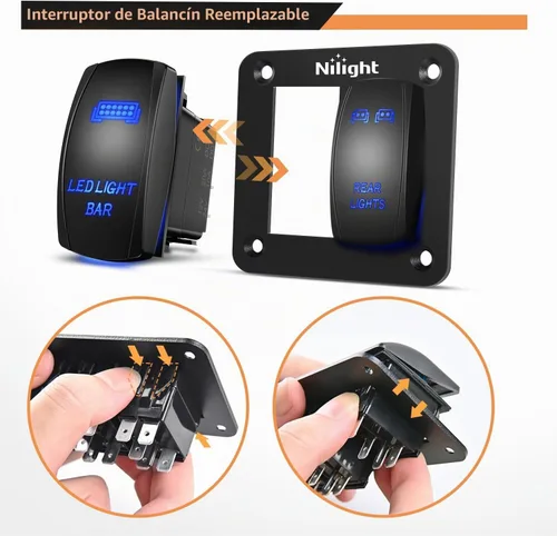 Vista 5 de Nilight 90104B - Barra de luz LED trasera láser de aluminio de 2 velocidades con interruptor basculante a palanca precableado de encendido y apagado