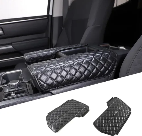Vista 9 de 2 fundas para reposabrazos de consola central para Toyot@Tundra 2022-2025 /Sequoia 2023-2025, accesorios de cuero, protector de cojín para Negro