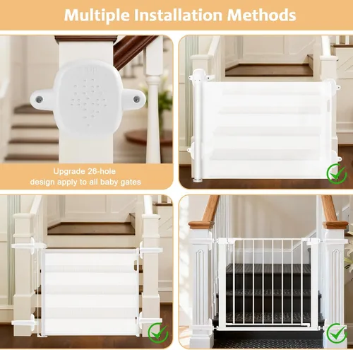 Vista 2 de Adaptador de barandilla para puerta de bebé, 2 protectores de barandilla de escalera, kit de montaje de poste de escalera, puertas para bebés