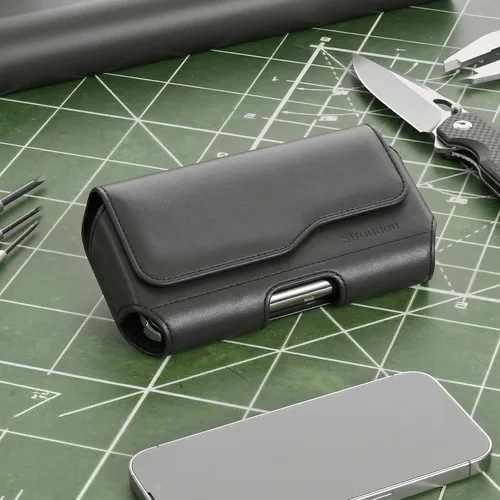 Vista 7 de Funda de cierre magnético para Samsung Galaxy S26, S25, S24, S23, S22, S21, S20, S10, S9, S8, A10e A01 - Funda de cuero para cinturón con clip
