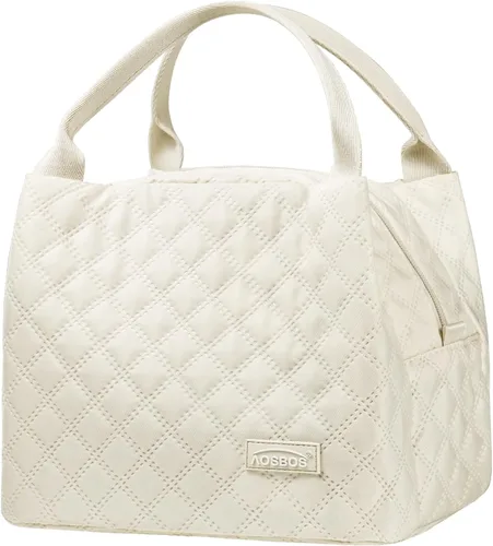 Vista 9 de Aosbos Bolsa de almuerzo negra con aislamiento térmico para mujer, lonchera para adultos, lonchera para mujeres, lonchera de mano, bolsa de almuerzo