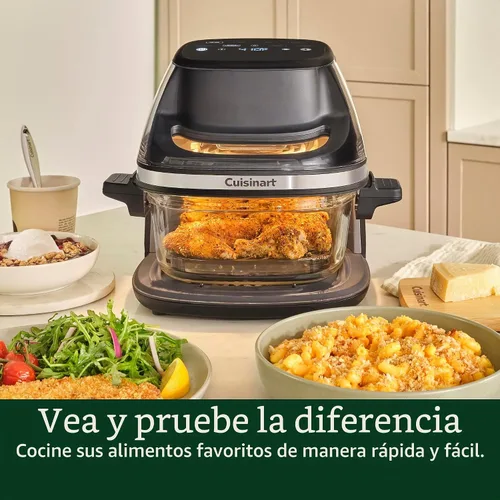 Vista 2 de Cuisinart ClearView - Freidora de aire de 4 cuartos con cesta de vidrio y placa antiadherente de cerámica sin PFAS, 5 funciones de cocción, 2