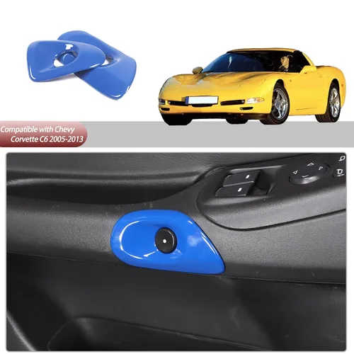 Vista 6 de Cubierta para interruptor de puerta de automóvil compatible con Chevy Corvette C6 2005-2013, accesorios de ajuste de botón de interruptor de bisel