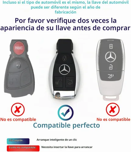 Vista 2 de Creativity Funda para llave de Mercedes Benz. Hermosa funda de TPU compatible con CLS CLK AMG ML C CL E S SL SLK G GLC GLE GLS M R Smart Remote Key