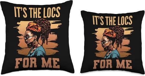 Vista 3 de Locs Afro Dreadlocks Love Natural Beauty Hair It's the Locs for Me Afro Hair Black American African Girl Throw Pillow, 16x16, Multicolor