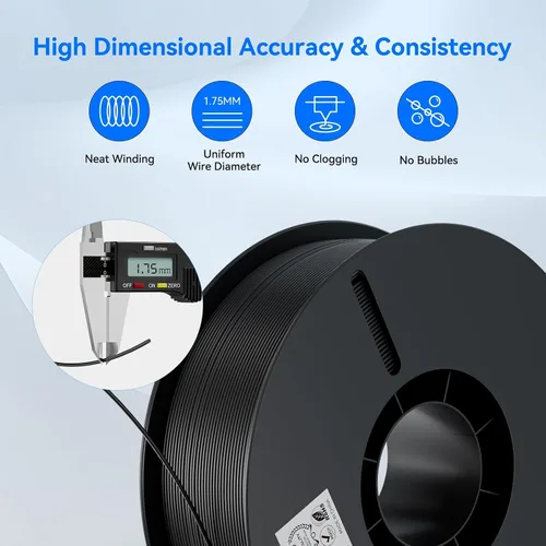 Vista 2 de Creality Filamento PLA de 0.069 pulgadas, paquete de 26.5 lbs, filamento de impresora 3D de alta precisión +/-0.001 in, extrusión consistente