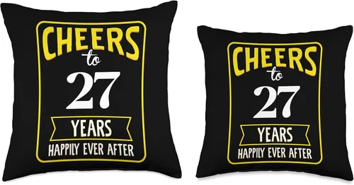 Vista 3 de Cheers to 27 years happily ever after Throw Pillow
