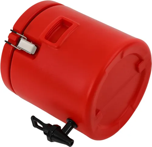 Vista 7 de Dispensador de bebidas aislado de 2.6 galones / 10 litros, dispensador de bebidas frías y calientes de acero inoxidable rojo, dispensador de bebidas