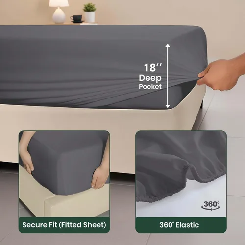 Vista 4 de SGI bedding Juego de sábanas tamaño matrimonial de lujo de 4 piezas, 100% viscosa de bambú cultivada orgánicamente, ultra suave, refrescante