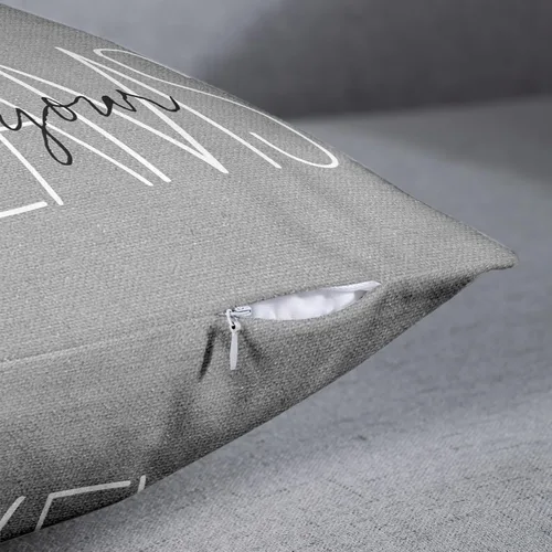 Vista 2 de Emvency Funda de almohada gris rústica con monograma, decoración del hogar, rectangular, tamaño Queen, 12 x 20 pulgadas, color gris rústico