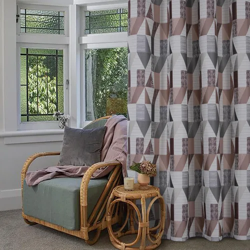Vista 4 de always4u Cortinas geométricas de jacquard con textura de lino sintético, 2 paneles de 84 pulgadas para sala de estar, dormitorio, 54 x 84 pulgadas