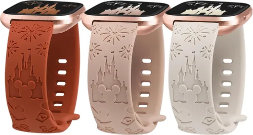 Vista 7 de Correa grabada de dibujos animados compatible con Fitbit Versa 2 Band/Versa Lite/Versa Band para mujer, lindas correas de repuesto de silicona