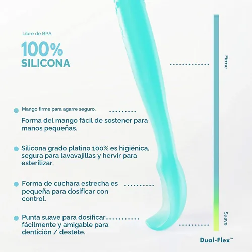 Vista 2 de ChooMee Cucharas de silicona para bebés Más de 4 meses, destete y alimentación automática para bebés de primera etapa Cuchara suave con mango