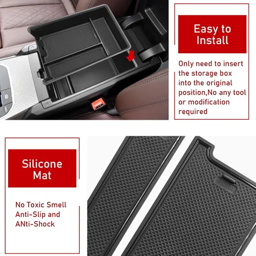 Vista 6 de TTCR-II Compatible con 2019-2024 2025 2026 BMW Serie 3 Organizador de consola central, para BMW Serie 4 Bandeja organizadora de consola i4 G26
